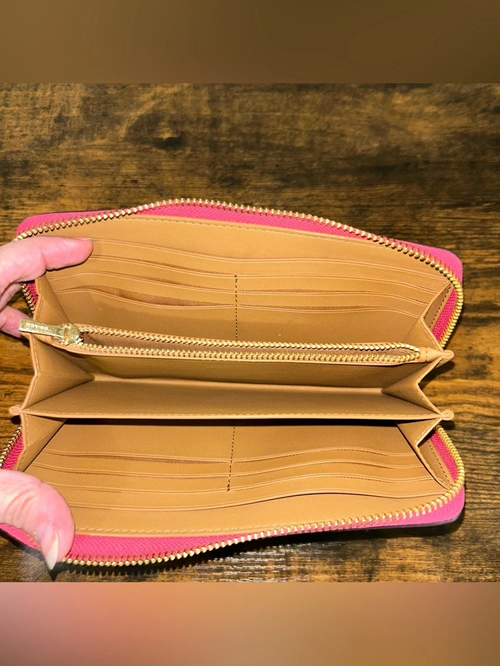 Coach Pink Pebbled Leather Zip Wallet